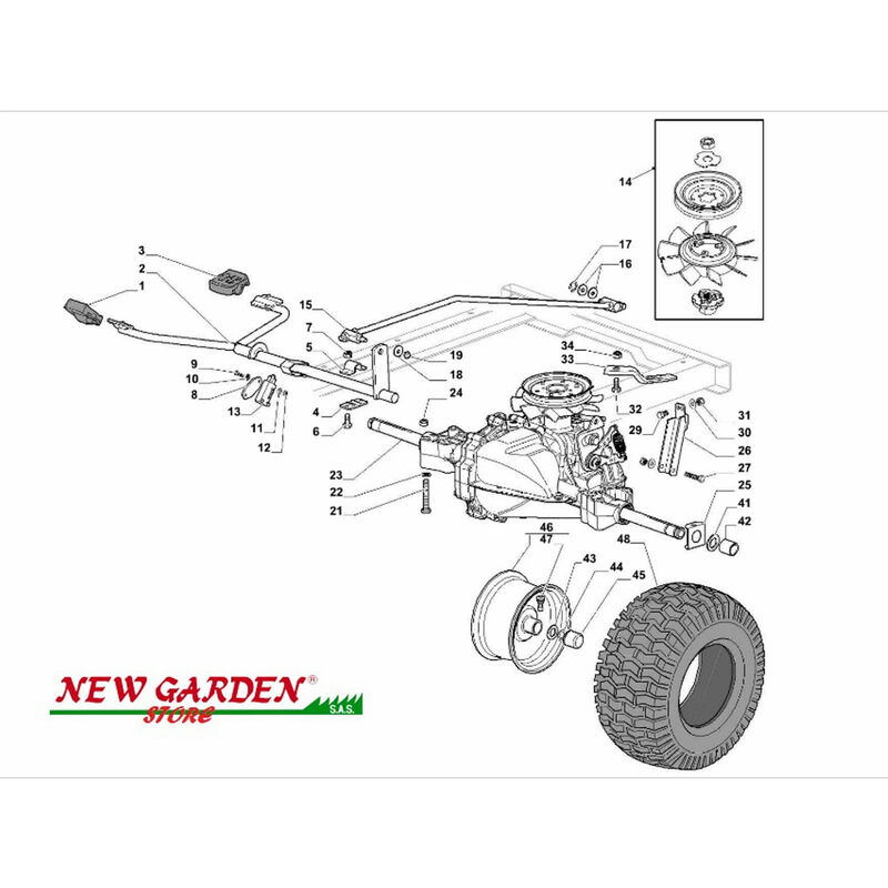 foto del prodotto esploso trasmissione trattorino rasaerba sd98 xd150hdc castelgarden ricambi 33 leva