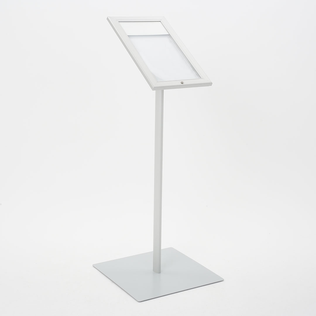 foto del prodotto espositore a leggio con piantana 29x47,7x2,3 cm in alluminio porta menù silver