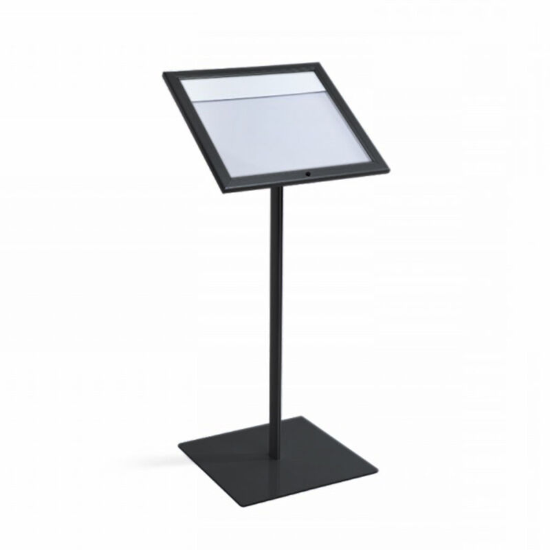 foto del prodotto espositore a leggio con piantana 50,5x47,7x2,3 cm in alluminio porta men nera