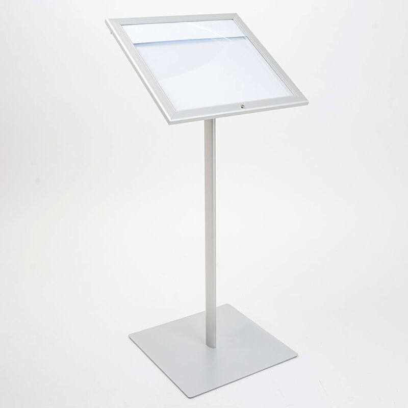 foto del prodotto espositore a leggio con piantana 50,5x47,7x2,3 cm in alluminio porta men silver