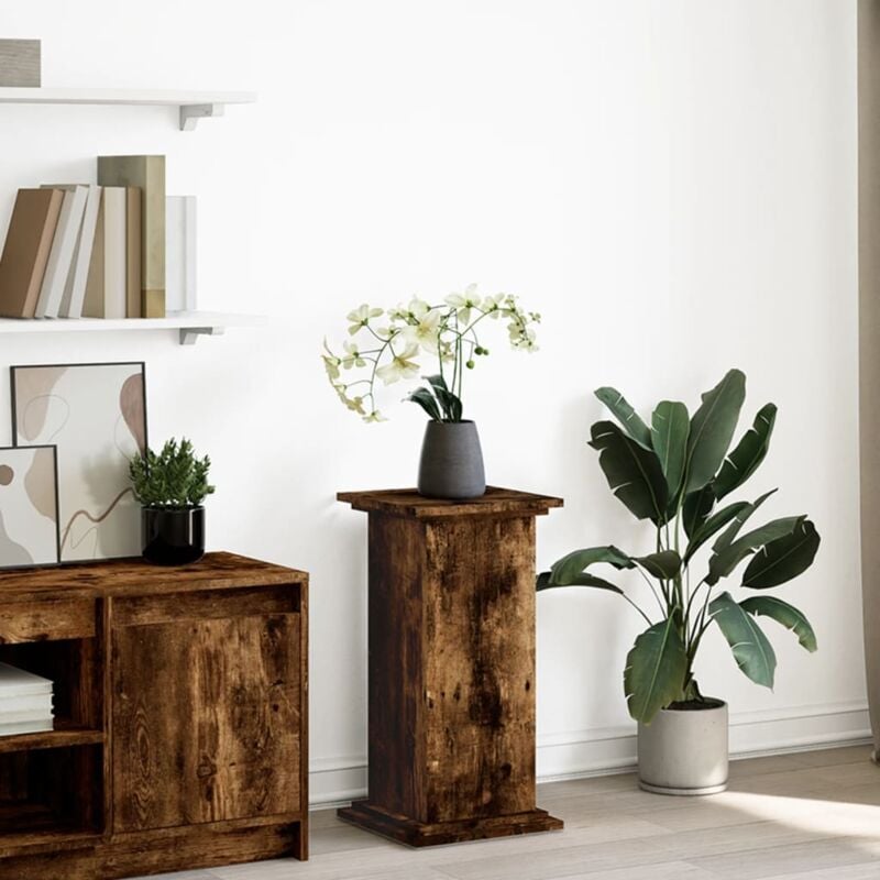 foto del prodotto espositore con portaoggetti rovere fumo 31x30x60cm truciolato vidaxl