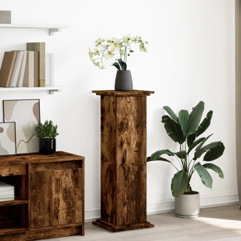 foto del prodotto espositore con portaoggetti rovere fumo 31x30x90cm truciolato vidaxl