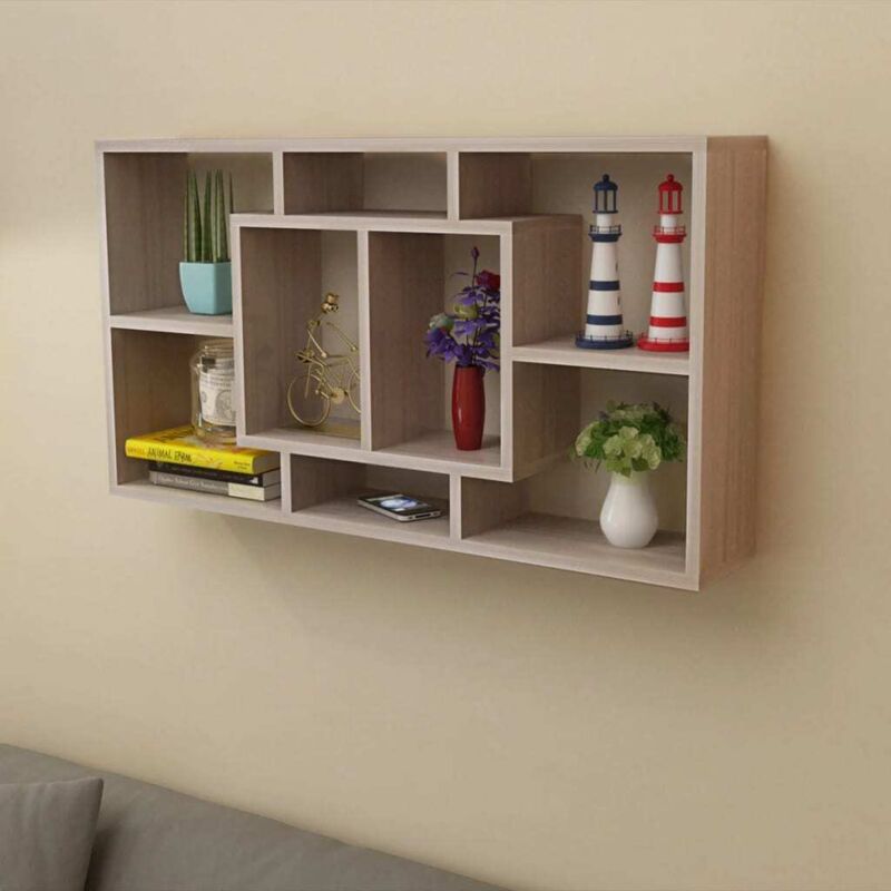 foto del prodotto espositore da parete pensile 8 scomparti color rovere vidaxl
