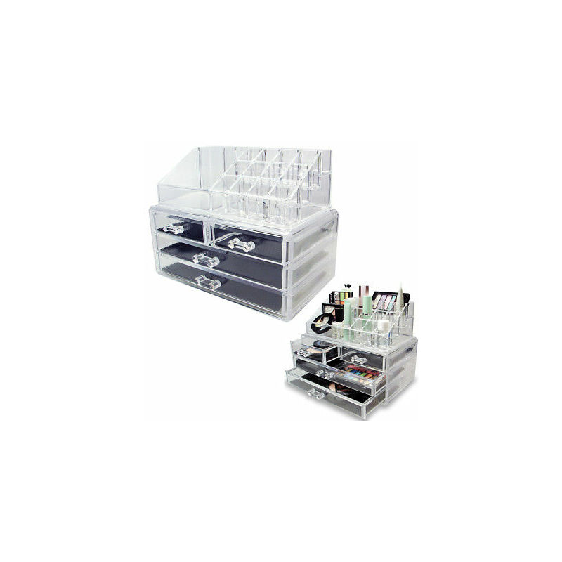 foto del prodotto espositore organizer porta trucco box portagioie cosmetici 3 cassetti art.10255