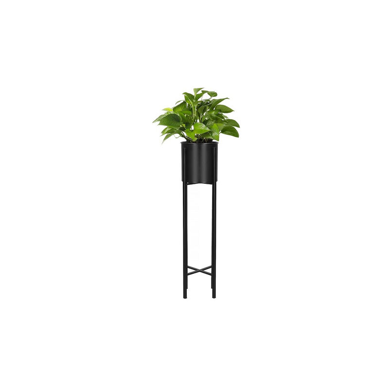 foto del prodotto espositore per fiori in metallo nero con vaso, altezza 74 cm