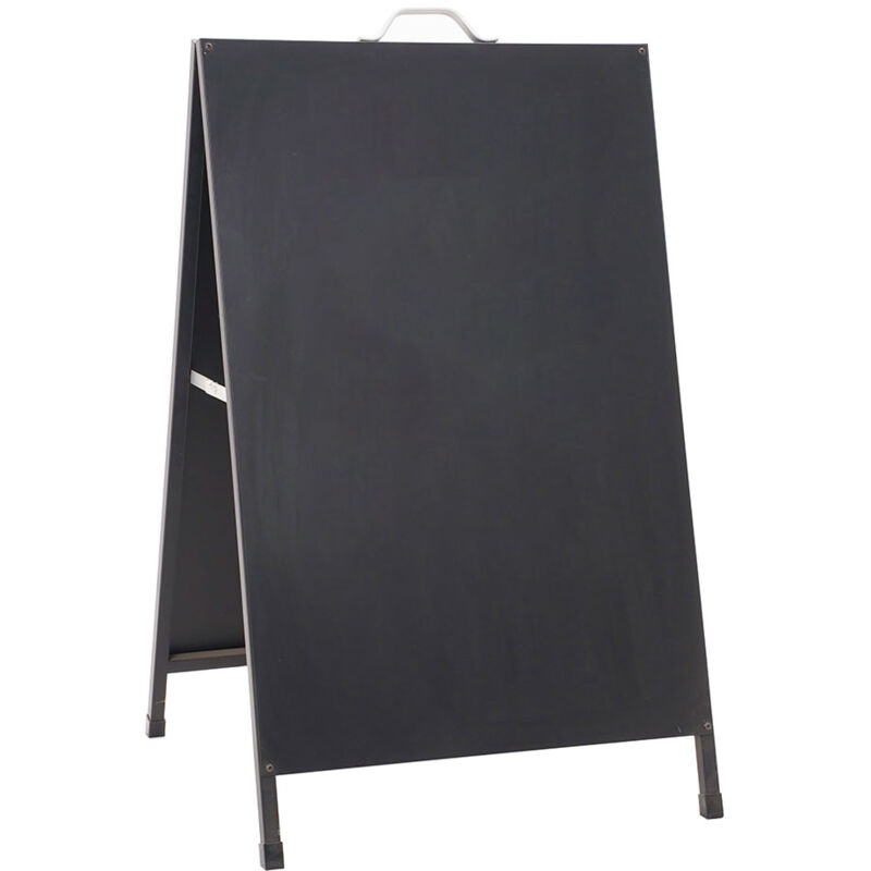 foto del prodotto espositore pubblicitario bifacciale bifacciale con lavagna 60x90 cm in metallo nero
