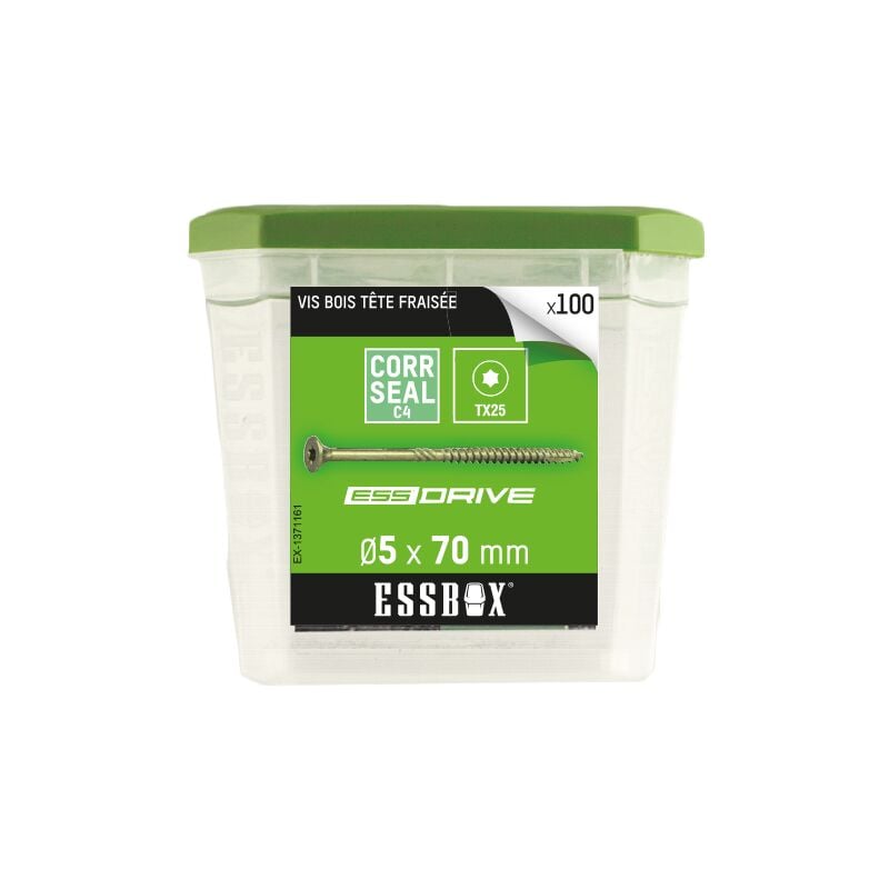 foto del prodotto essbox scell it vite per legno 5 mm x 70 mm confezione da 100 ex 1371161
