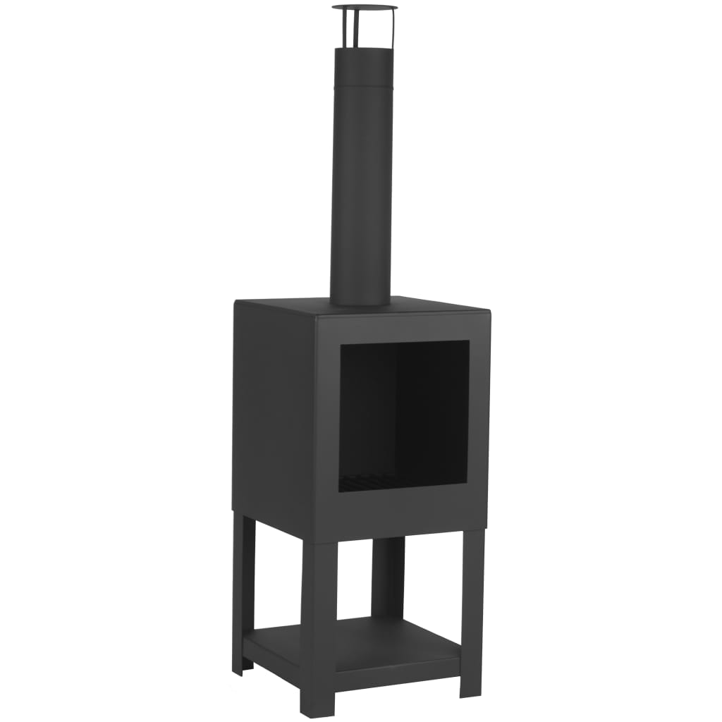foto del prodotto esschert design caminetto da esterni con deposito legna nero ff410 cod mxl 57451