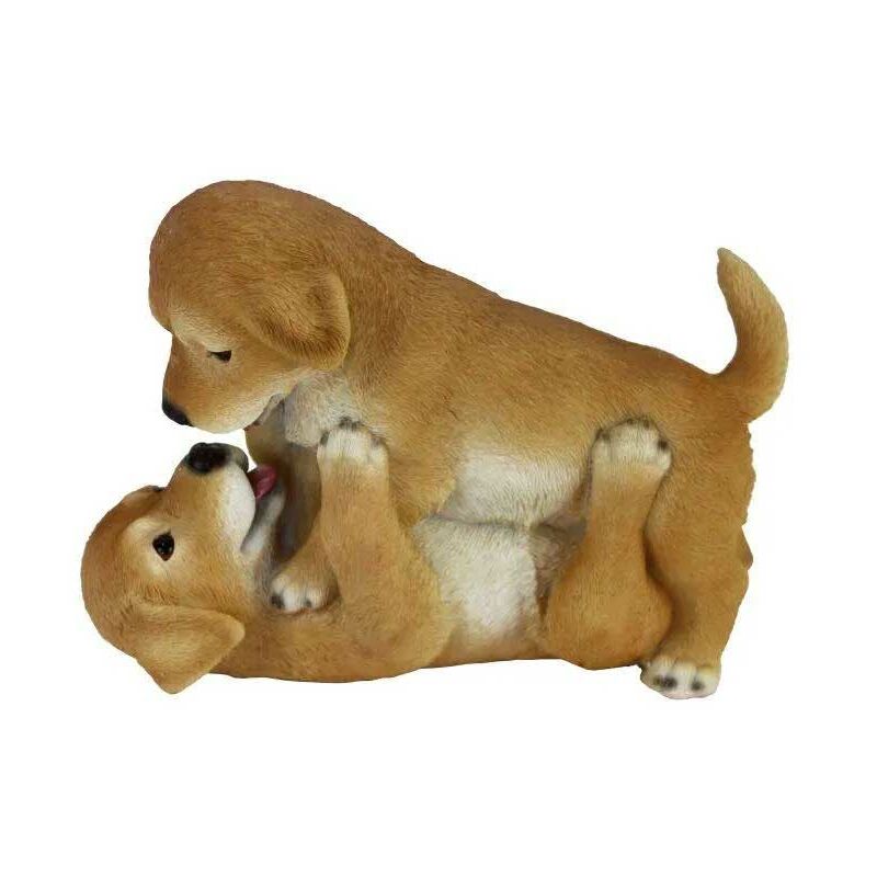 foto del prodotto esschert design cuccioli di cane che giocano in resina 17cm statuetta figura da giardino
