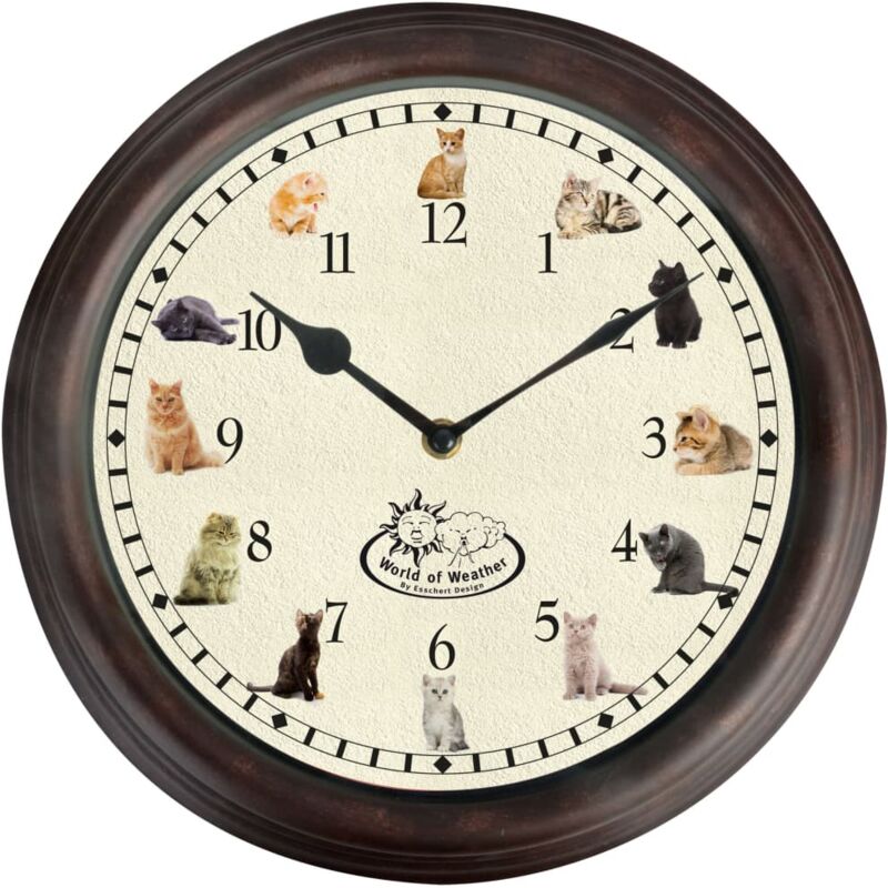 foto del prodotto esschert design orologio con decorazioni e suoni a tema gatto