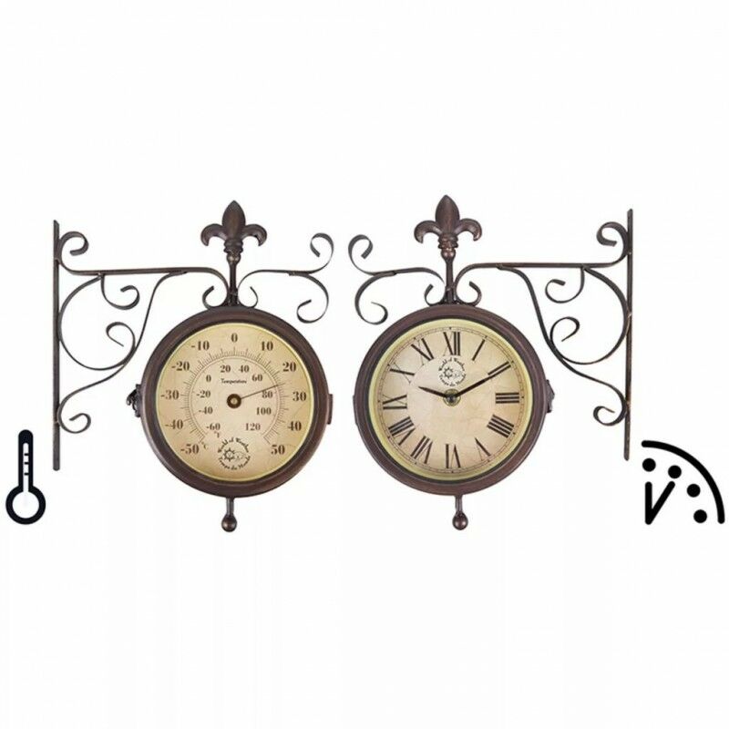 foto del prodotto esschert design orologio da parete bougle face con stazione termometro