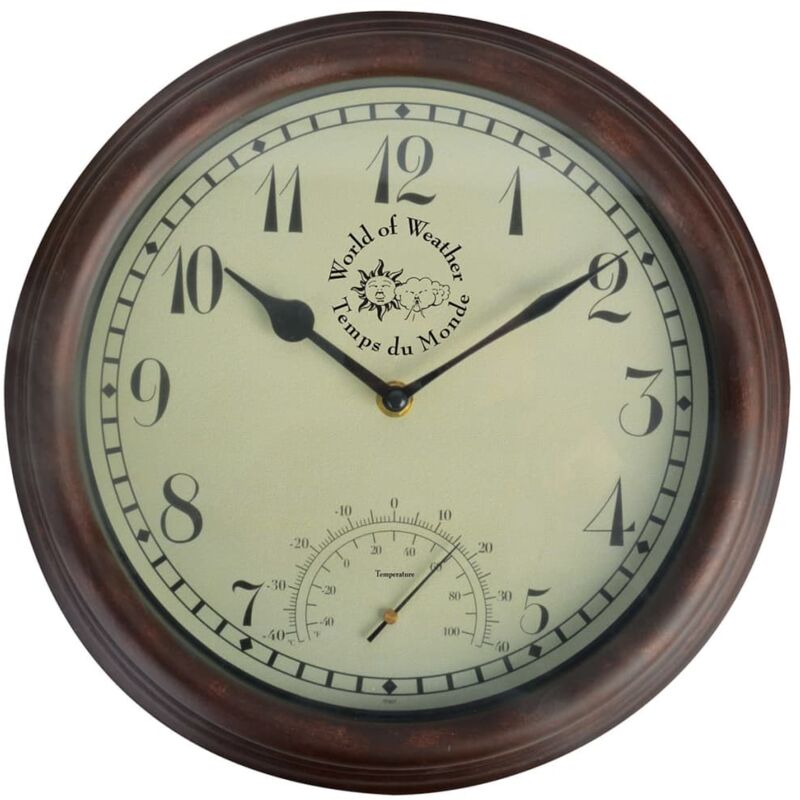 foto del prodotto esschert design orologio della stazione con termometro 30,5 cm tf007