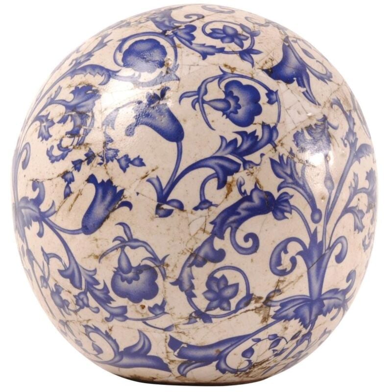 foto del prodotto esschert design sfera di ceramica, 12 cm, blu e bianco