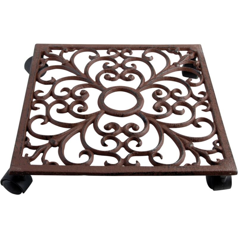 foto del prodotto esschert design supporto con ruote quadrato per piante 29cm sottovaso