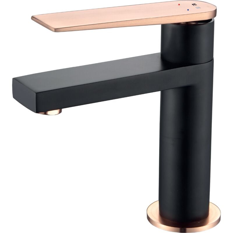 foto del prodotto essebagno allure miscelatore per lavabo basso in nero e oro rosa