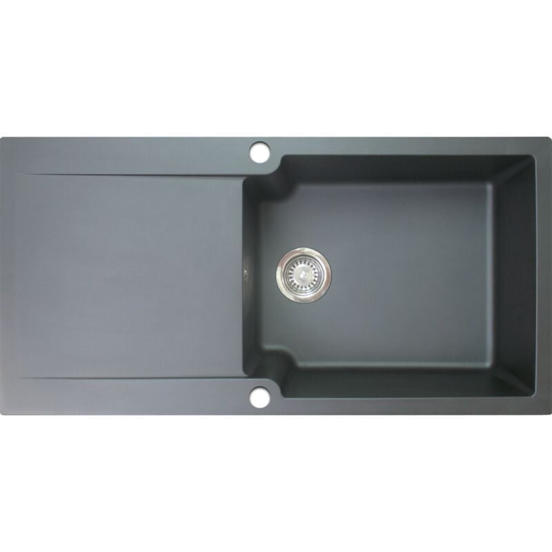 foto del prodotto essebagno - lisse lavello reversibile 1 vasca grande 1 sgocciolatoio in resina nera