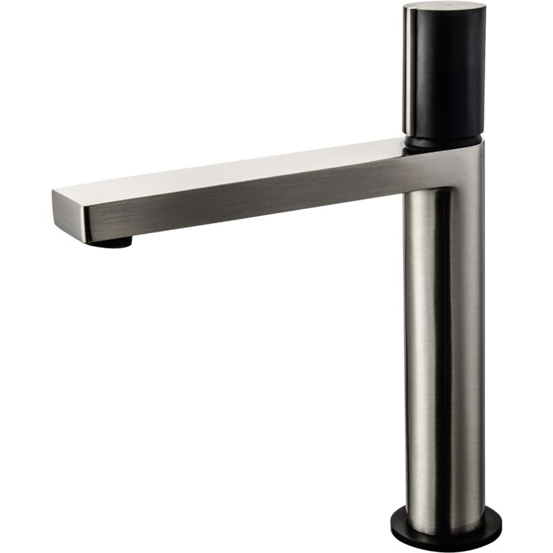 foto del prodotto essebagno miscelatore per lavabo alto exil in acciaio inox e nero