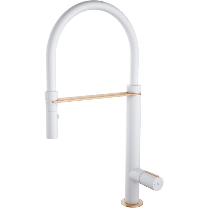 foto del prodotto essebagno miscelatore per lavello con doccetta exil bianco e oro rosa