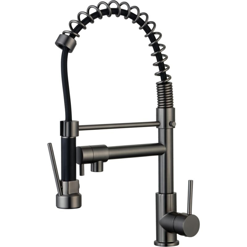 foto del prodotto essebagno rubinetto monocomando per lavello big pro con doccetta gun metal