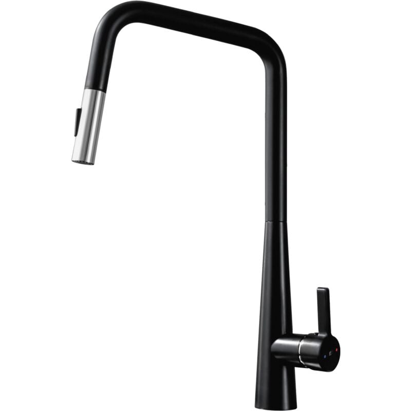 foto del prodotto essebagno style rubinetto da cucina con doccetta in nero e cromo