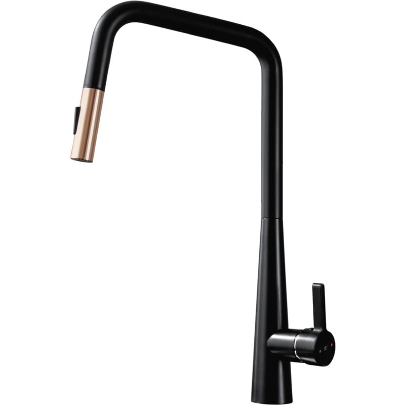 foto del prodotto essebagno style rubinetto da cucina con doccetta in nero e oro rosa