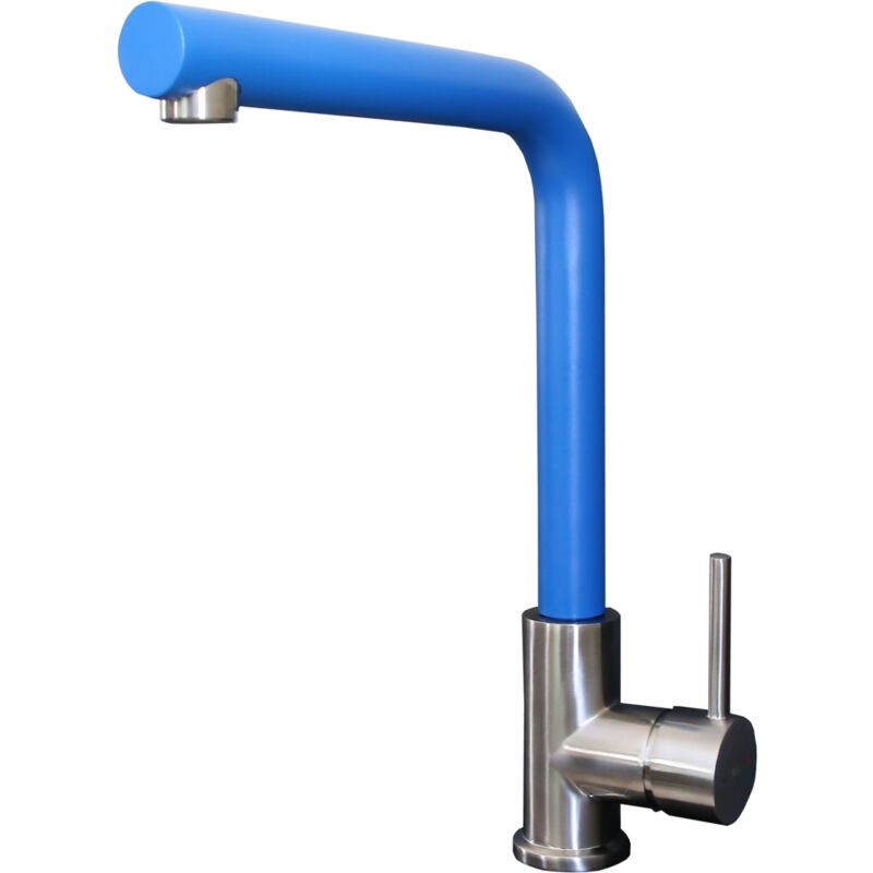 foto del prodotto esseloki miscelatore per lavello in acciaio inox con bocca blu essebagno
