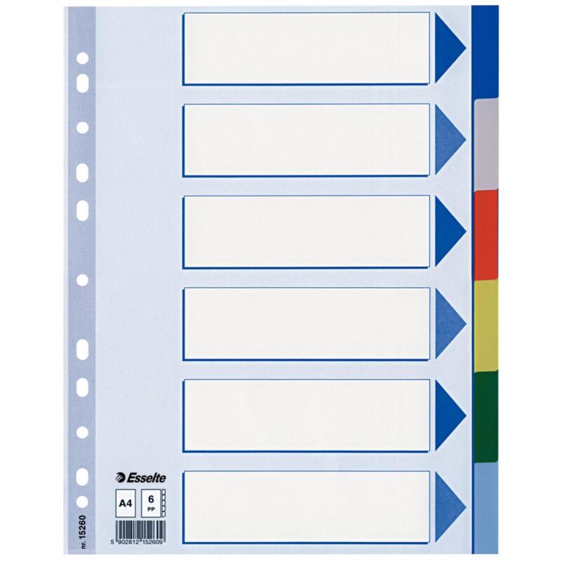 foto del prodotto esselte 15260 intercalare indice a linguetta vuota polipropilene (pp) multicolore