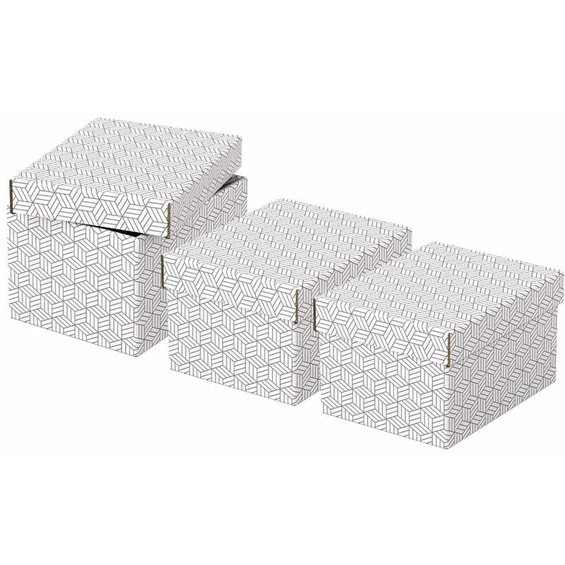foto del prodotto esselte set di 3 contenitori piccoli con coperchio in cartone riciclato e riciclabile al 100 , ottimali per lo stoccaggio o come confezione regalo,