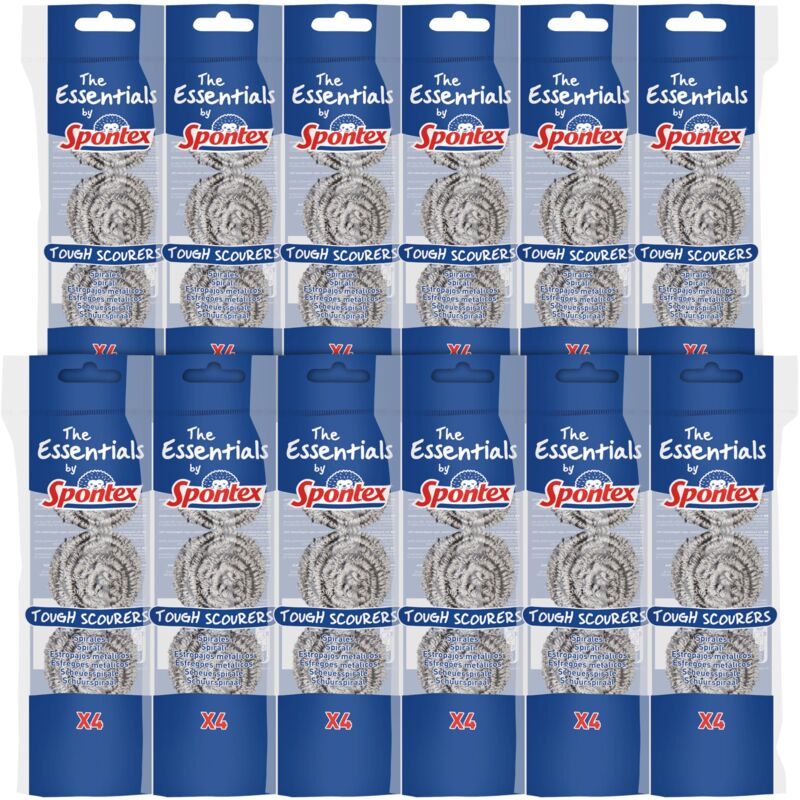 foto del prodotto essentials, pagliette abrasive resistenti, 12 confezioni da 4 l'una per un totale di 48 pagliette - spontex