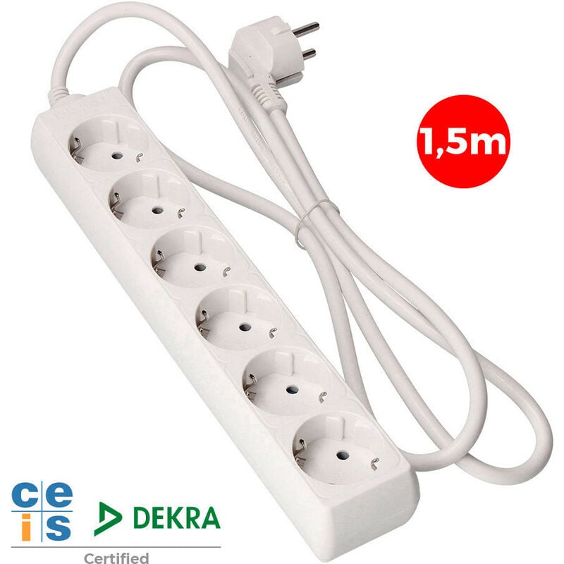 foto del prodotto estendere 6 prese 16 2p t 16 16a 1,5 1,5mfralatn biancofralatn edm