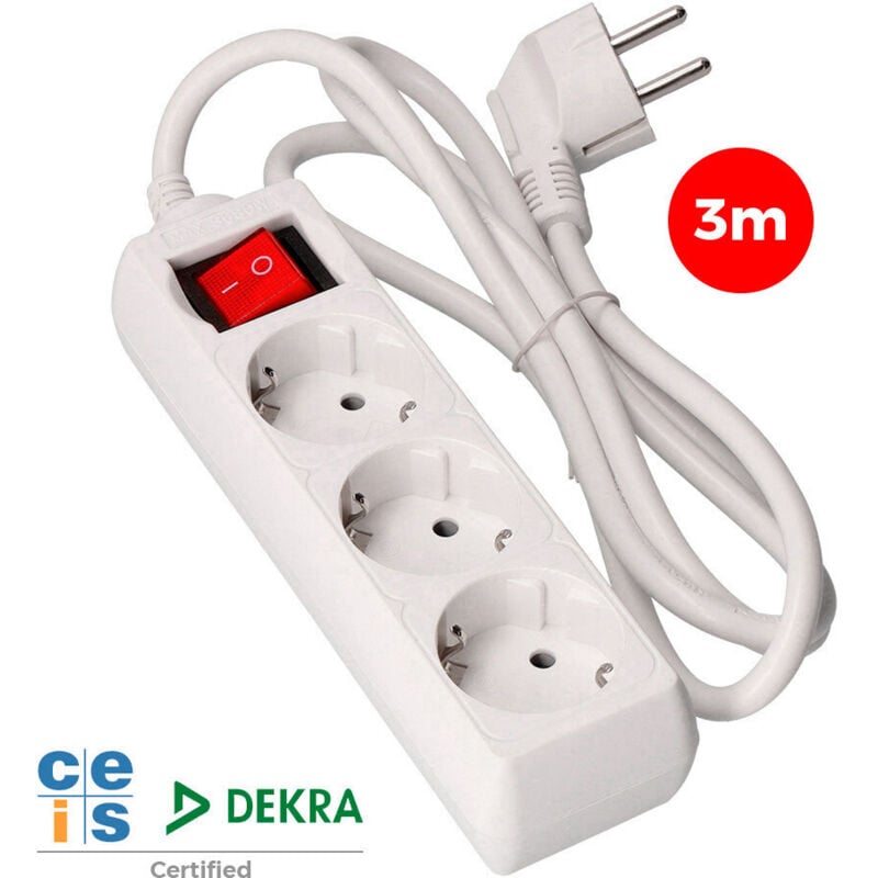 foto del prodotto estensione 3 prese 16 16a 16 3mfralatn interruttore luminosofralatn biancofralatn edm