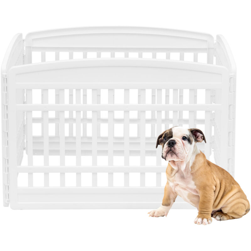 foto del prodotto estensione per recinto per cani, a60cm, 4 pannelli, bianco, plastica, parco, per cucciolo, gatti, animali domestici, interni, esterni, gabbia,