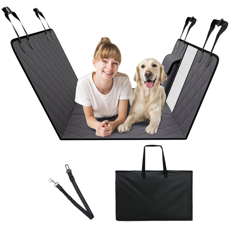 foto del prodotto estensione per sedile posteriore per cani, amaca per cani coprisedile per cani con fondo rigido sedile posteriore 1370 x 610 mm, 181,4 kg, con