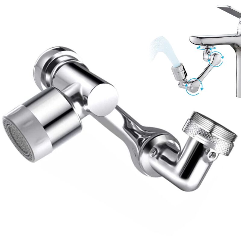 foto del prodotto estensione rubinetto girevole, filtro antispruzzo universale, aeratore rubinetto girevole 1080 gradi, estensione rubinetto abs, aeratore per cucina e