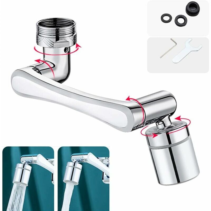 foto del prodotto estensione rubinetto multifunzionale girevole da 1440 gradi, accessorio filtro rubinetto, aeratore da 1080 con due metodi di uscita dell acqua per