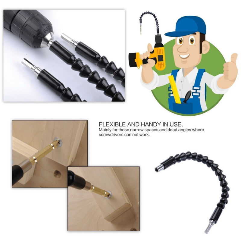foto del prodotto estensore trapano cacciavite ad angolo 90 snake bit flessibile prolunga 2 pz trade shop traesio