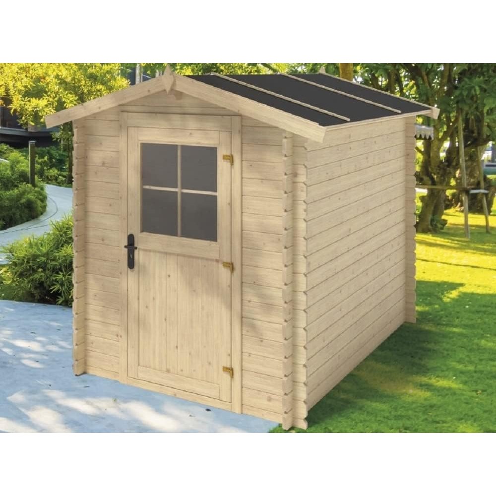 foto del prodotto esterni da vivere casetta gaia losa legno pino grezzo spessore 28mm dimensioni 190x190cm