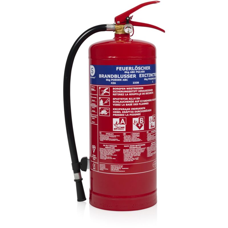 foto del prodotto estintore a polvere 6 kg per incendi abc adatto per veicoli e abitazioni con staffa di montaggio smartwares