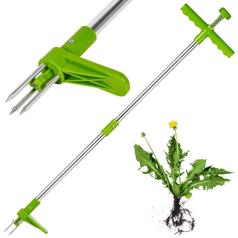 foto del prodotto estirpatore di erbacce in acciaio strumento per giardinaggio manuale, verde