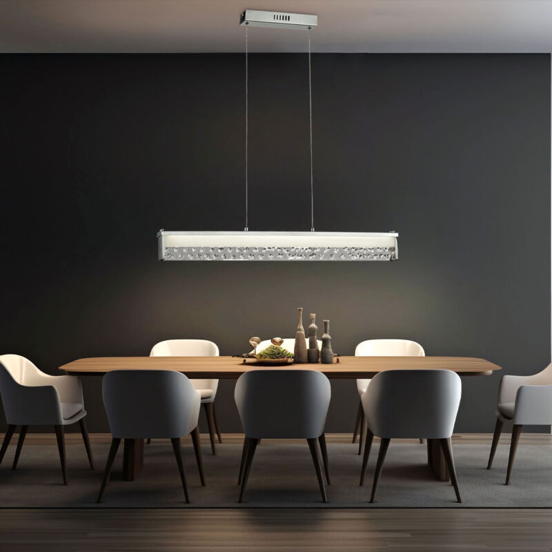 foto del prodotto esto lampada a sospensione con cristalli di vetro lampada a sospensione cromata lampada a sospensione regolabile in altezza, 1x led 20 watt 1800