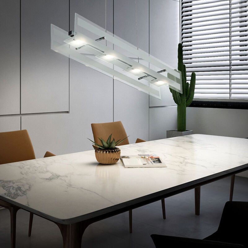 foto del prodotto esto lampada a sospensione in vetro lampada a sospensione lampada a soffitto cromo luce led per soggiorno con regolazione in altezza, argento, 4x