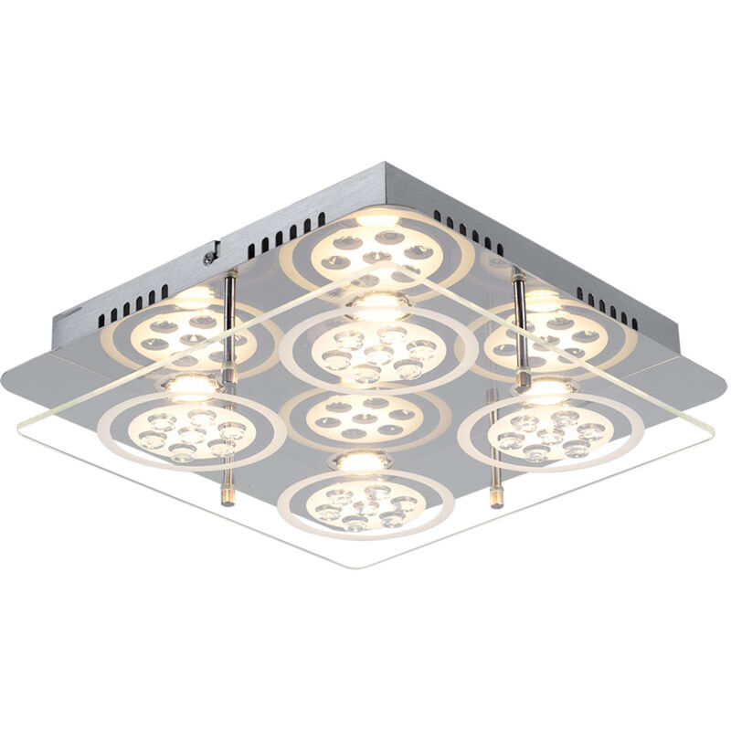 foto del prodotto esto lampada da soffitto lampada in cristallo, lampada da soggiorno, 4 fiamme, aspetto cristallo, metallo vetro cromo satinato trasparente, 4x led