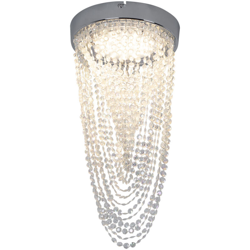foto del prodotto esto lampadario led plafoniera plafoniera lampada in cristallo, sospensione in cristallo cromato, 12w 910lm 3000k, pxh 20x34 cm