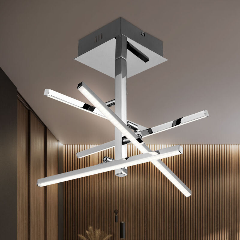 foto del prodotto esto plafoniera lampada da soffitto soggiorno cromata dal design quadrato con aste regolabili, metallo acrilico, 4x led 4x 4 watt 4x 320 lm bianco
