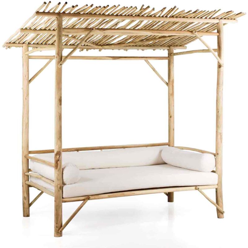 foto del prodotto estosa baldacchino daybed in legno di teak riciclato 120x200cm con cuscini ec okku