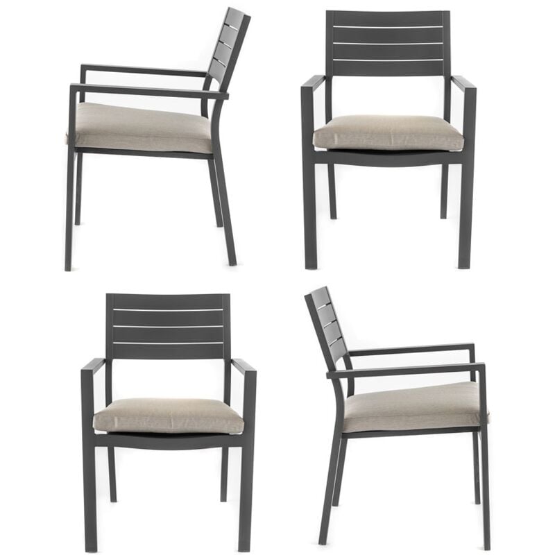 foto del prodotto estosa set da 4 sedie da giardino chicca grigie con struttura in alluminio