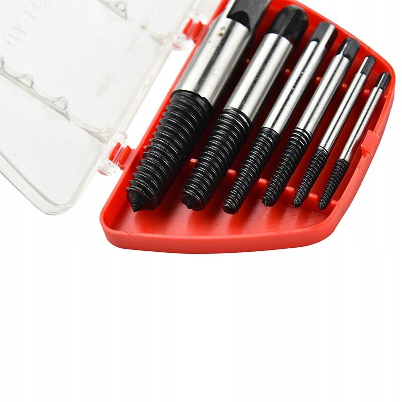 foto del prodotto estrattori rosfix per viti rotte 3 18mm 5 pz. in una custodia rossa
