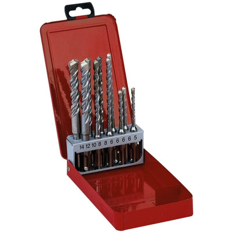 foto del prodotto estuche de met lico de 7 brocas sds plus 2filos 5 6 8x110mm 6 8 10 12x160mm