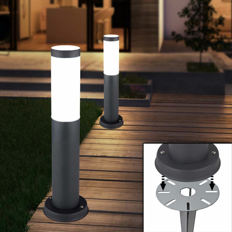 foto del prodotto etc shop 2x luci da esterno da esterno faretti con spina da giardino in acciaio inox illuminazione del percorso del cortile lampade con base a