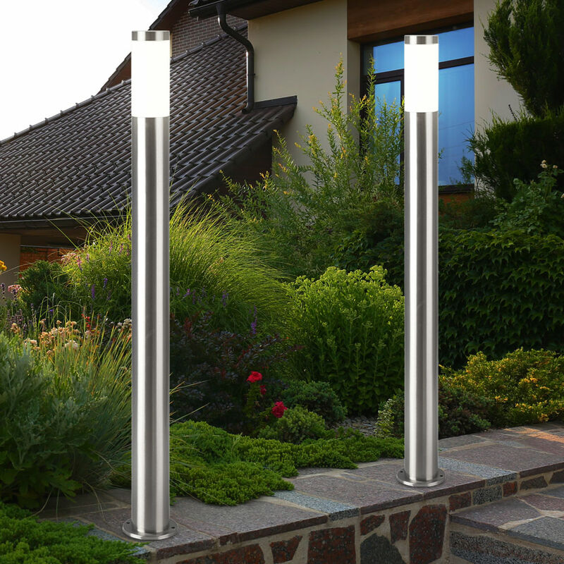 foto del prodotto etc shop 2x luci da esterno per giardino, cortile, pilastri con base in acciaio inossidabile, faretti, piantana